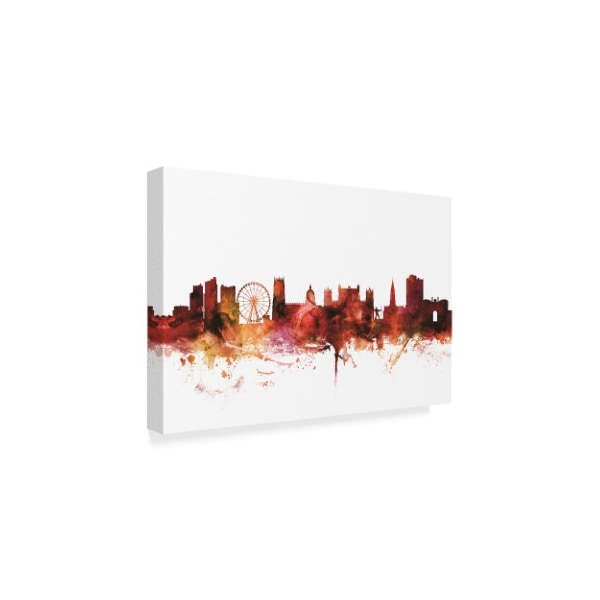 Michael Tompsett 'Nottingham England Skyline Red' Canvas Art,16x24